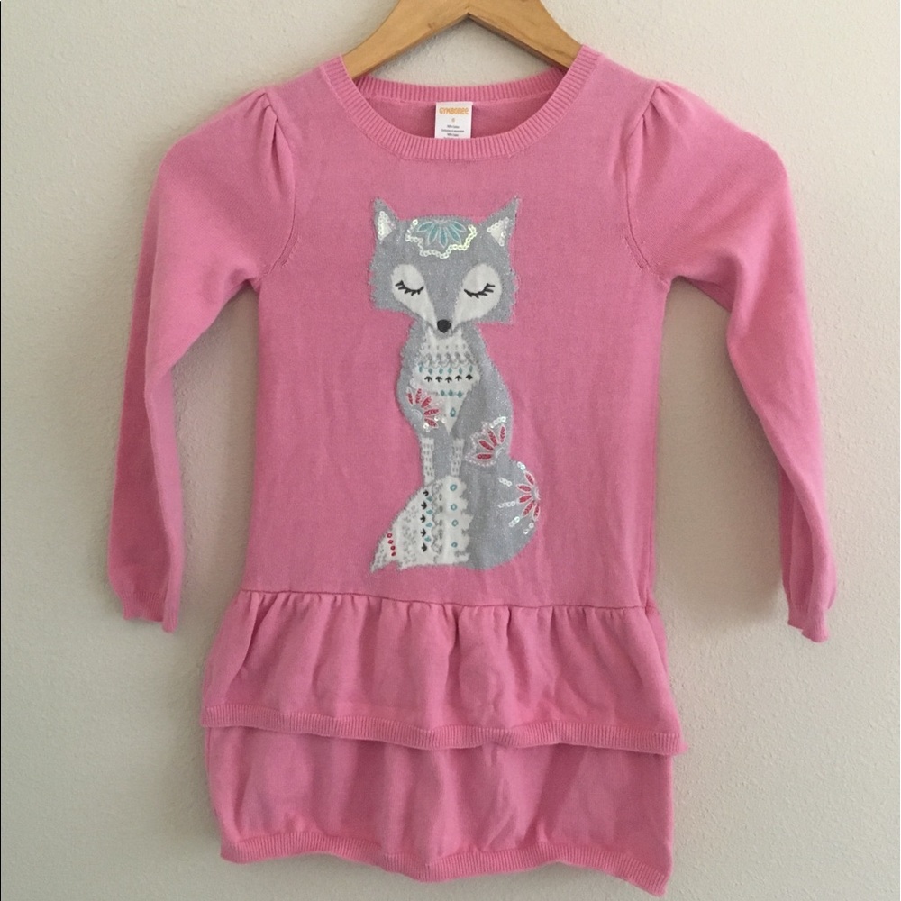 FINAL Gymboree size 6 fox sweater dress pink